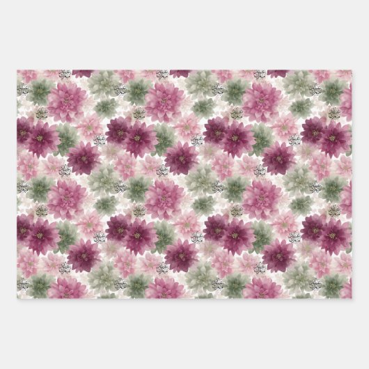 Eid Mubarak Gift Wrap Set – 3 Floral Designs  ラッピングペーパーシート (正面)