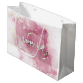 Eid Mubarak/Happy Eid抱き枕Pink大理石スクリプト  ラージペーパーバッグ (正面アングル)