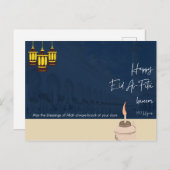 Eid Mubarak - Happy Eid – 書道カラフルPos ポストカード (正面/裏面)