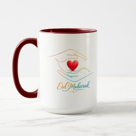 Eid Mubarak Heart Line Art Combo Mug マグカップ (左)