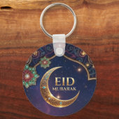 Eid Mubarak Islamic celebration Gold And navy キーホルダー (裏面)