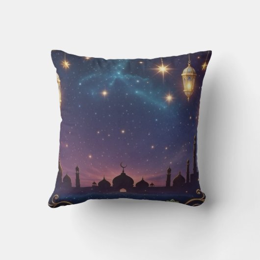 Eid Mubarak Islamic celebration Gold And navy クッション (裏面)