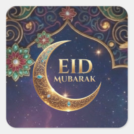 Eid Mubarak Islamic celebration Gold And navy スクエアシール
