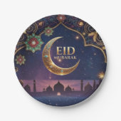 Eid Mubarak Islamic celebration Gold And navy ペーパープレート (正面)