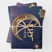 Eid Mubarak Islamic celebration Gold And navy ラッピングペーパーシート (インサイチュ)