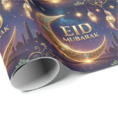 Eid Mubarak Islamic celebration Gold And navy ラッピングペーパー (ロールコーナー)