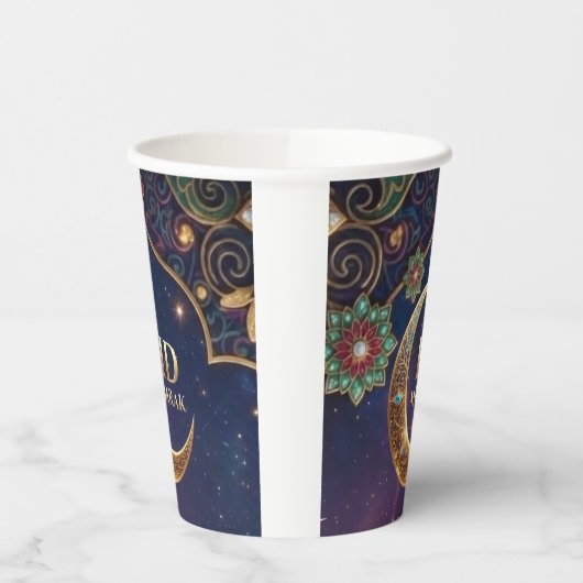 Eid Mubarak Islamic celebration Gold And navy 紙コップ (左)