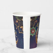 Eid Mubarak Islamic celebration Gold And navy 紙コップ (右)