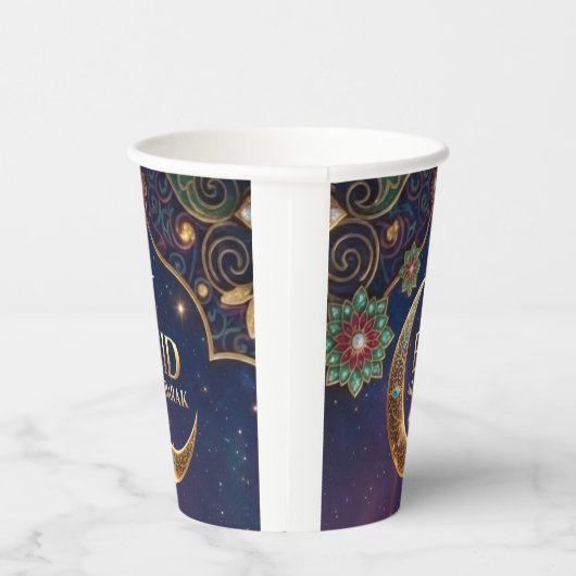 Eid Mubarak Islamic celebration Gold And navy 紙コップ (右)