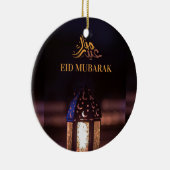 Eid Mubarak Lantern Glow Arabic Calligraphy Art セラミックオーナメント (右)