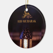 Eid Mubarak Lantern Glow Arabic Calligraphy Art セラミックオーナメント (左)