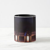 Eid Mubarak Lantern Glow Arabic Calligraphy Art マグカップ (中央)