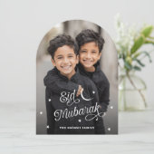 Eid Mubarak moon stars white overlay photo シーズンカード (スタンド正面)