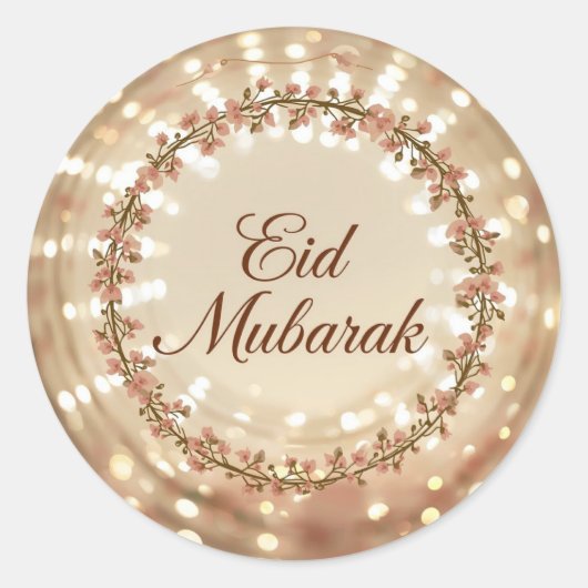 Eid Mubarak Muslim Classic Round Sticker ラウンドシール (正面)
