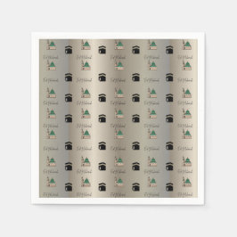 Eid Mubarak Napkins – Gold Kaaba & Masjid Nabawi スタンダードカクテルナプキン