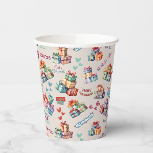 Eid Mubarak Paper Cups – Colourful Gift Boxes 紙コップ (左)