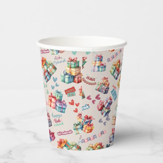 Eid Mubarak Paper Cups – Colourful Gift Boxes 紙コップ (右)