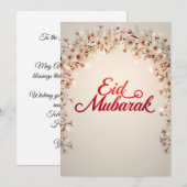Eid mubarak Personalized Floral Greeting Card 招待状 (正面/裏面)