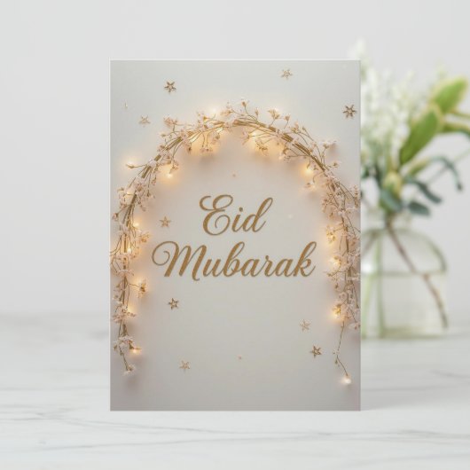 Eid mubarak Personalized Lights Greeting Card 招待状 (スタンド正面)