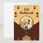 Eid Mubarak Photo Frame Mosque Skyline Art シーズンカード (正面/裏面)