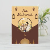 Eid Mubarak Photo Frame Mosque Skyline Art シーズンカード (スタンド正面)