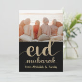 Eid Mubarak Ramadan写真エレガントブラック金ゴールド シーズンカード (スタンド正面)