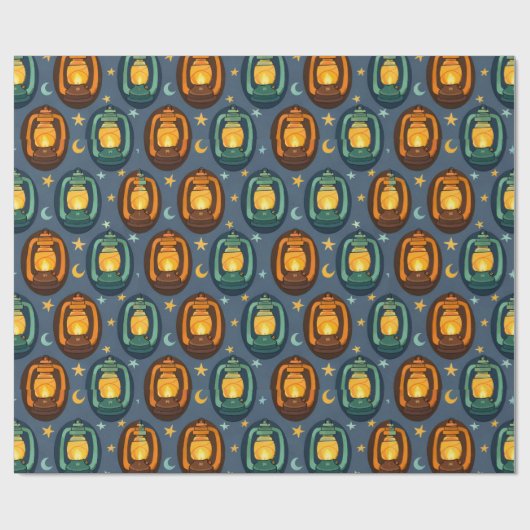 Eid & Ramadan Lanterns Seamless Pattern with Moon ラッピングペーパー (フラット)