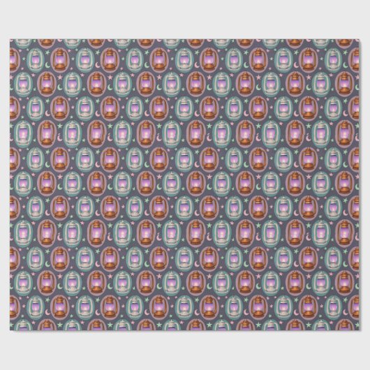 Eid & Ramadan Lanterns Seamless Pattern with Moon ラッピングペーパー (フラット)