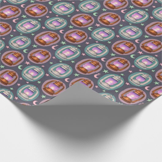 Eid & Ramadan Lanterns Seamless Pattern with Moon ラッピングペーパー (角)