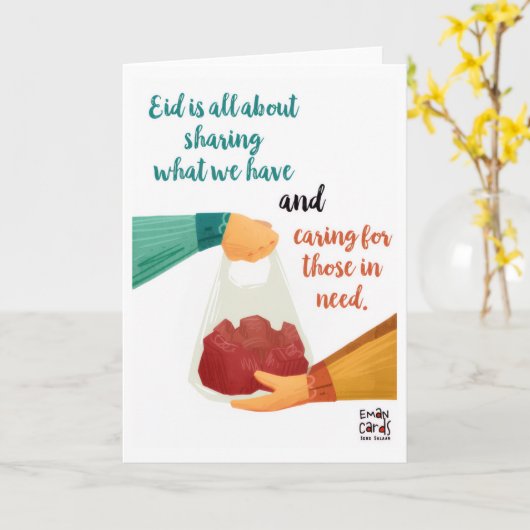 Eid ul Adha Mubarak - Sharing Meat カード (黄色い花)
