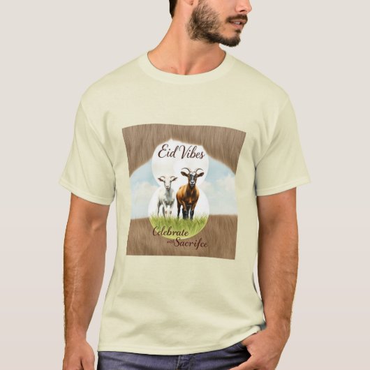 Eid Vibes Water ColorヤギのコラージュTシャツ Tシャツ (正面)
