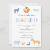 EIEIOオールドマクドナルド・パンプキンボーイズバースデーパーティー 招待状 (正面)