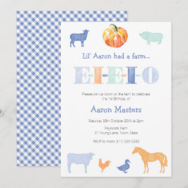 EIEIOオールドマクドナルド・パンプキンボーイズバースデーパーティー 招待状