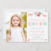 EIEIO オールドマクドナルドファーム ペッティングズー 誕生日 招待状 (正面)