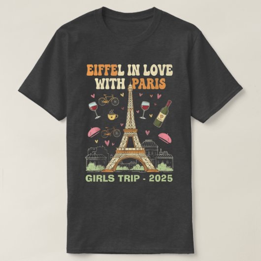 Eiffel in Love パリ旅行Tシャツ オーダーメイド Tシャツ (デザイン正面)
