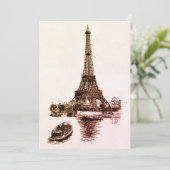 Eiffel Tower and Boats in Paris 招待状 (スタンド正面)