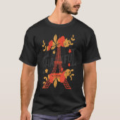 Eiffel Tower Autumn Leaves Paris Souvenir Fall in  Tシャツ (正面)