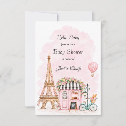 Eiffel Tower Baby Shower Card 招待状 (正面)