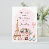 Eiffel Tower Baby Shower Card 招待状 (スタンド正面)