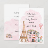 Eiffel Tower Baby Shower Card 招待状 (正面/裏面)