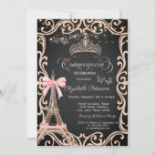 Eiffel Tower Bow Frame Dress Glitter Butterfly  招待状 (正面)