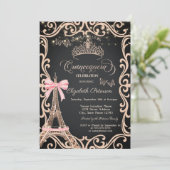 Eiffel Tower Bow Frame Dress Glitter Butterfly  招待状 (スタンド正面)