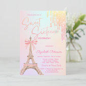 Eiffel Tower Bow Glitter Drips  Sweet 16   招待状 (スタンド正面)