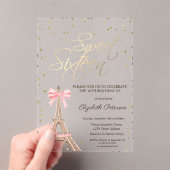 Eiffel Tower Bow Gold Diamonds Black Sweet 16  アクリル招待状 (インサイチュ (ポータブル))