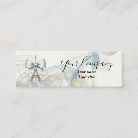 Eiffel Tower & Bow Mini Business Card スキニー名刺 (正面)