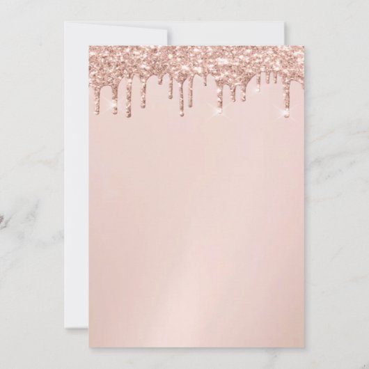  Eiffel Tower,Bow Rose Gold Drips Quinceañera  招待状 (裏面)