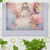 Eiffel Tower Butterflies and Flowers キッチンタオル (折り畳み)