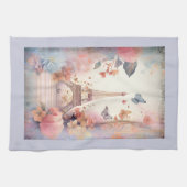 Eiffel Tower Butterflies and Flowers キッチンタオル (横)