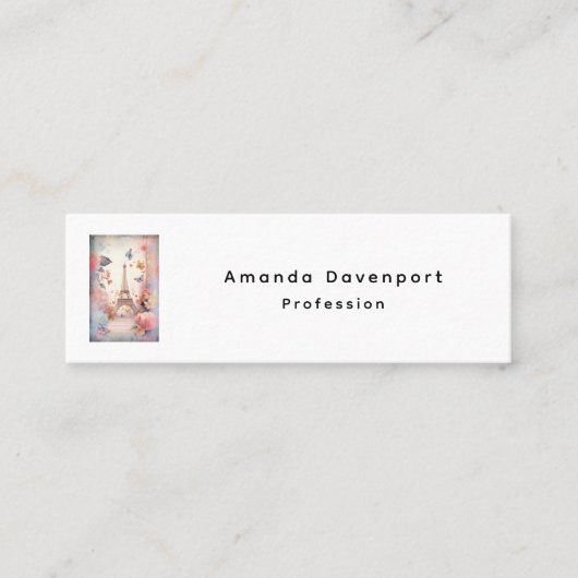 Eiffel Tower Butterflies and Flowers スキニー名刺 (正面)