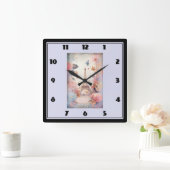 Eiffel Tower Butterflies and Flowers スクエア壁時計 (ホーム)